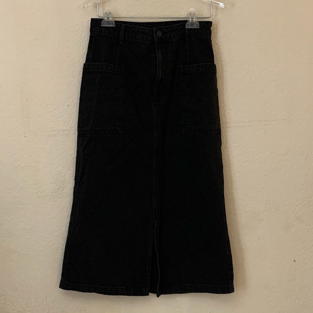 GU - Charcoal Denim Midi Skirt